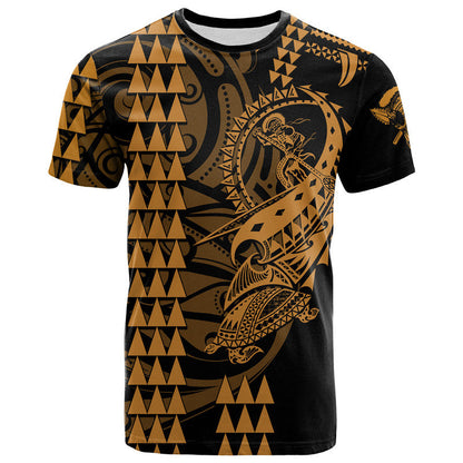 Hawaii Polynesian Warrior Kakau T Shirt - Gold