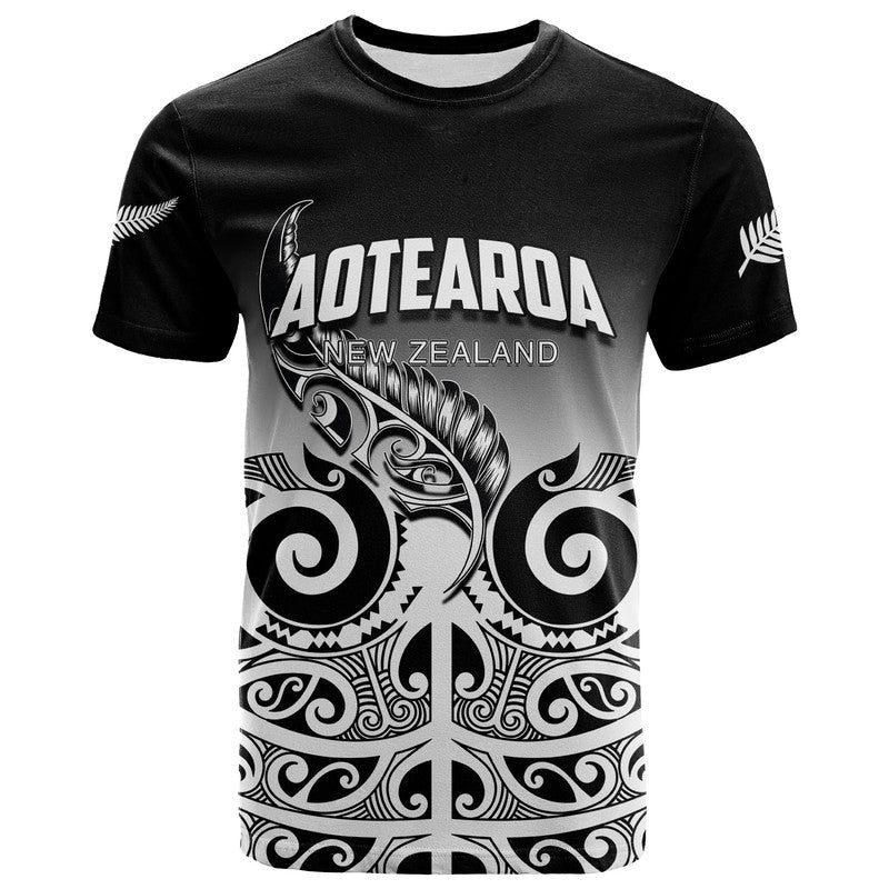 New Zealand Rugby T Shirt - Maori Fern Black Style Shirt