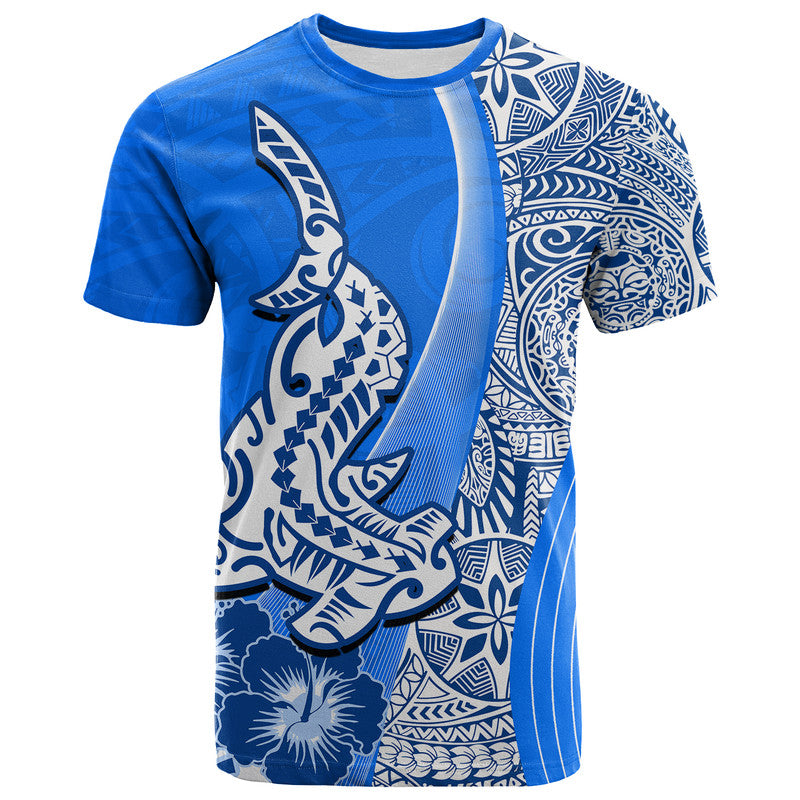 Hawaiian Shark Polynesian T Shirt Vibe Blue Style