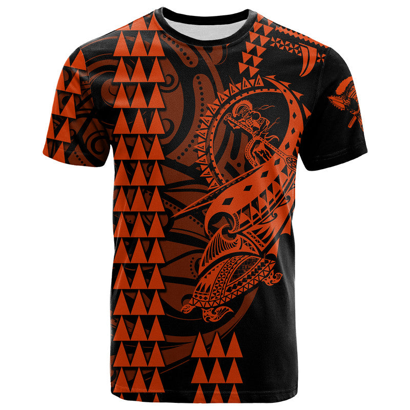 Custom Personalised Hawaii Polynesian Warrior Kakau T Shirt - Orange