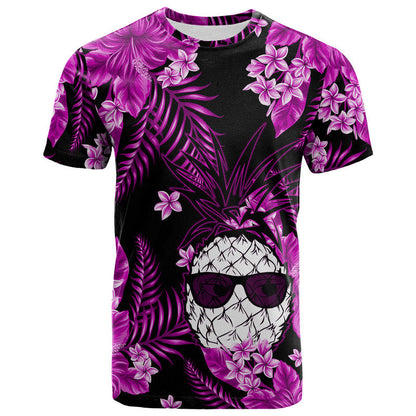 Hawaii Summer Colorful Pineapple T Shirt Purple