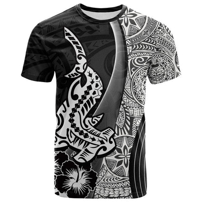 Hawaiian Shark Polynesian T Shirt Vibe Black Style