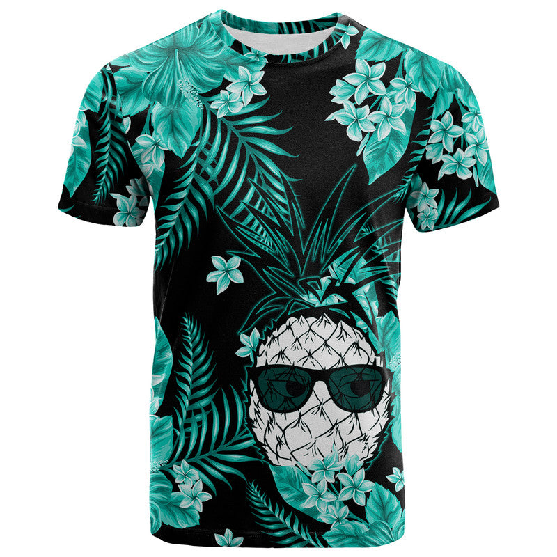 Hawaii Summer Colorful Pineapple T Shirt Turquesa