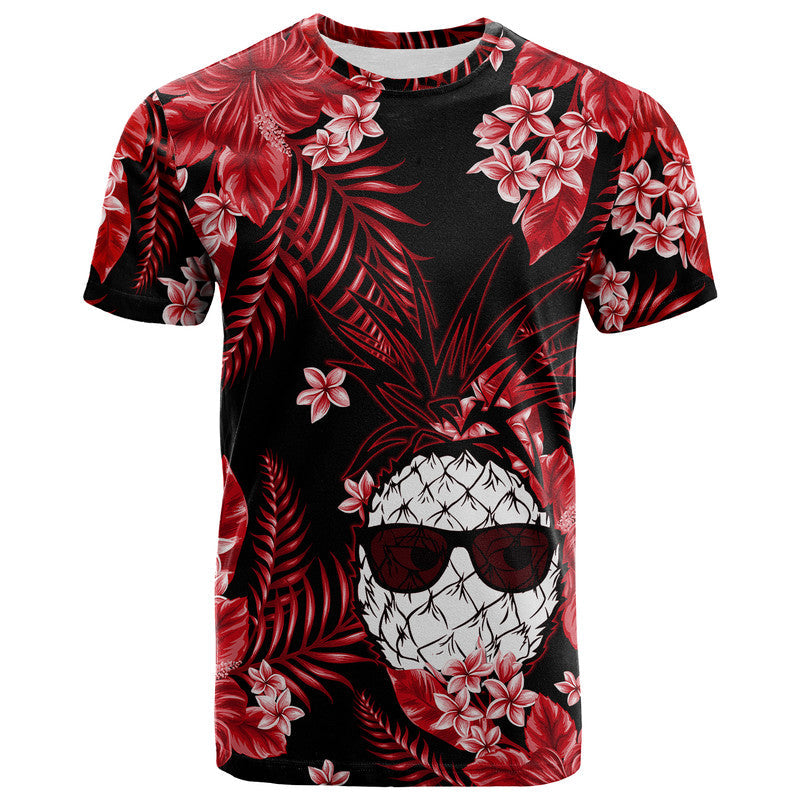Hawaii Summer Colorful Pineapple T Shirt Red