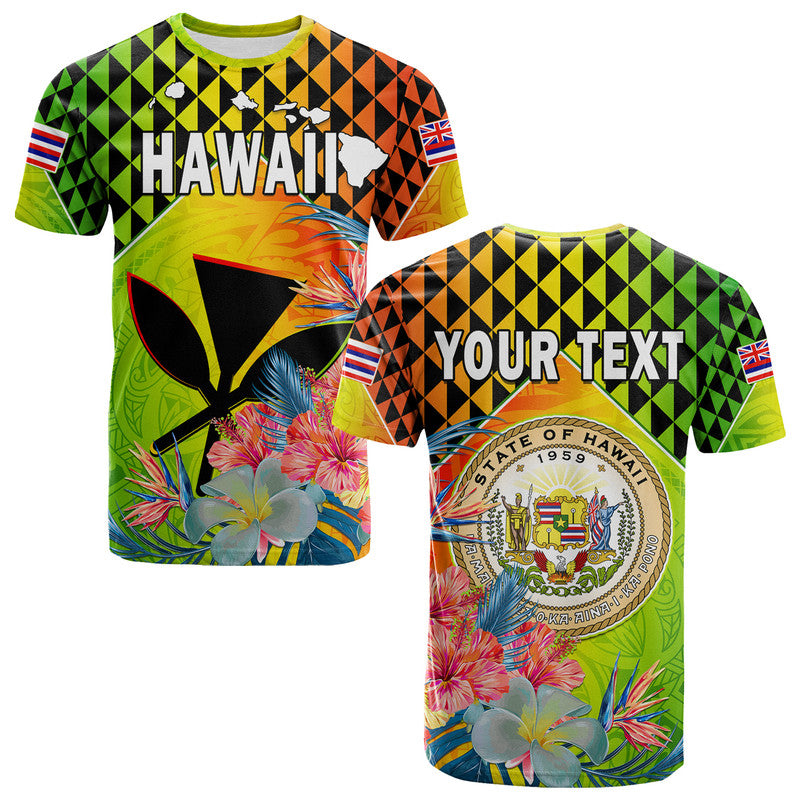 Custom Personalised Hawaii T Shirt Hawaiian Tribal Kanaka Maoli Hibiscus