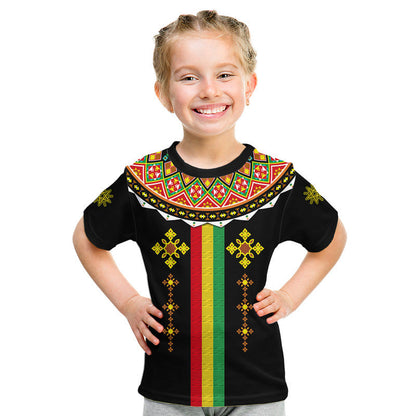 Custom Ethiopia Cross T Shirt Geometric Ethnic