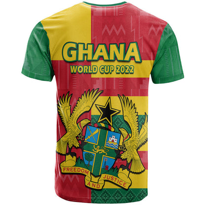 Ghana Football Flag Color Mixed Kente Pattern T Shirt