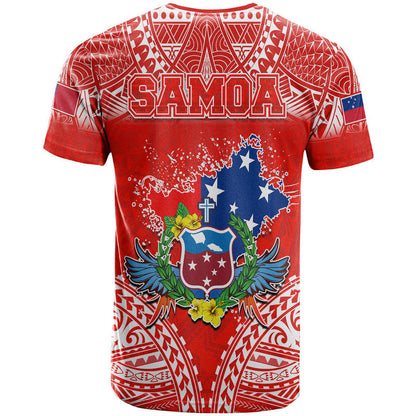 Toa Samoa Polynesian Rugby T Shirt Samoan Flag Red Color