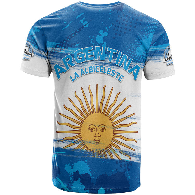 Argentina Sol de Mayo La Albiceleste Flag Style T Shirt Blue