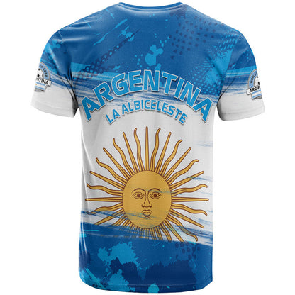 Argentina Sol de Mayo La Albiceleste Flag Style T Shirt Blue