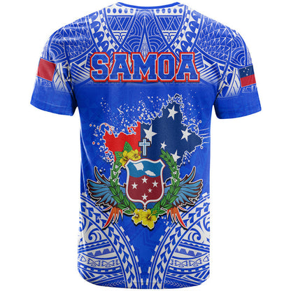 Toa Samoa Polynesian Rugby T Shirt Samoan Flag Blue Color
