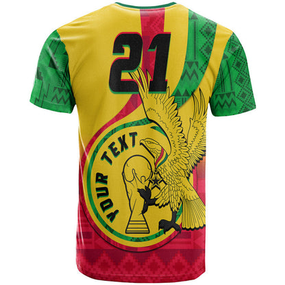 Custom Ghana Football Black Star and Golden Tawny Eagles T Shirt