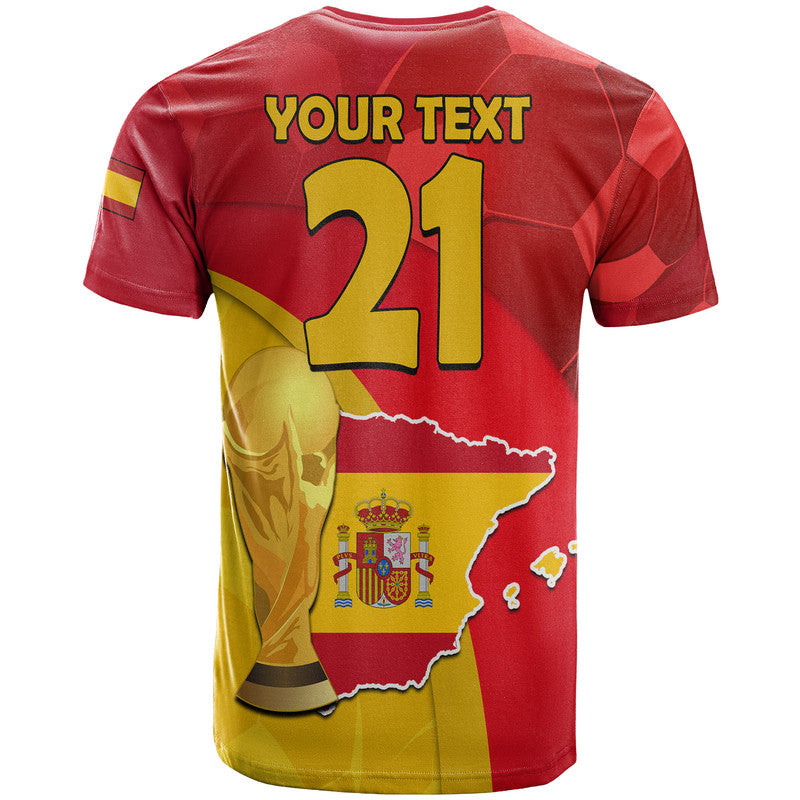 Custom Spain Football Champions T Shirt Spain Coat Of Arms And Trophy