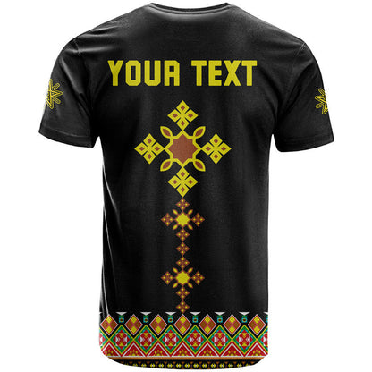 Custom Ethiopia Cross T Shirt Geometric Ethnic