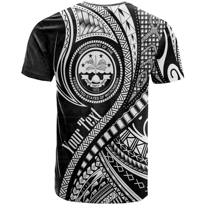 (Custom Personalised) Federated States of Micronesia T Shirt Black Polynesian Wave Style