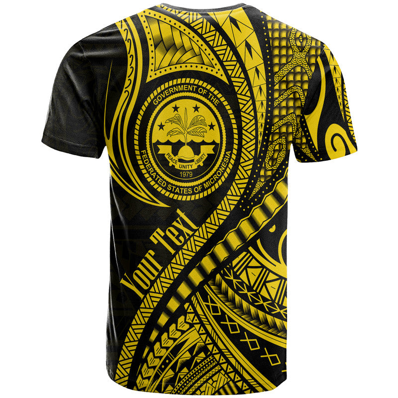 (Custom Personalised) Federated States of Micronesia Independence Day T Shirt Gold Polynesian Wave Style