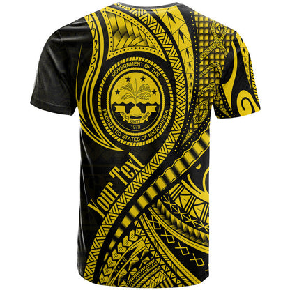 (Custom Personalised) Federated States of Micronesia Independence Day T Shirt Gold Polynesian Wave Style