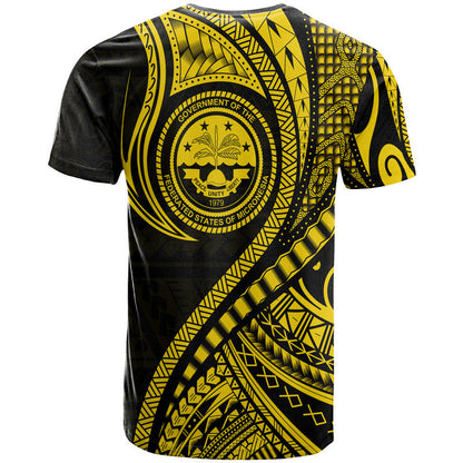 Federated States of Micronesia Independence Day T Shirt Gold Polynesian Wave Style