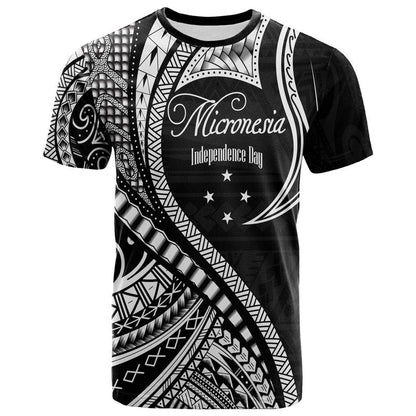 (Custom Personalised) Federated States of Micronesia Independence Day T Shirt Black Polynesian Wave Style