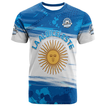 Argentina Sol de Mayo La Albiceleste Flag Style T Shirt Blue