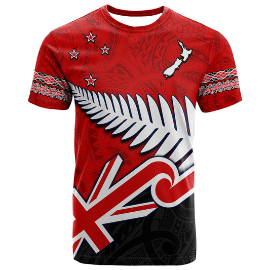 Waitangi T Shirt Aotearoa Tino Rangatiratanga Flag With Silver Fern