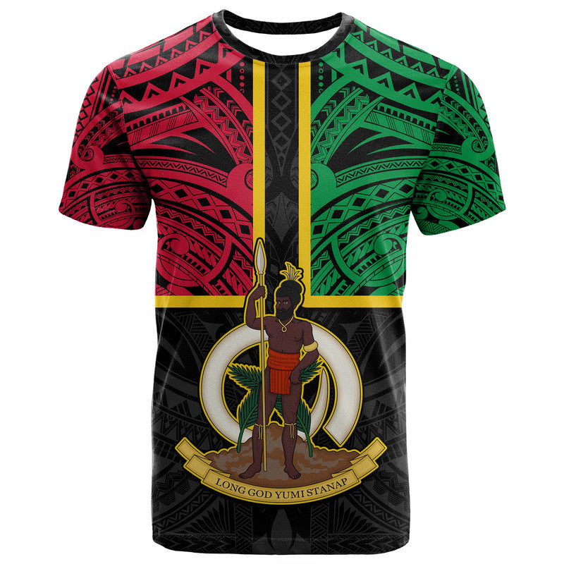 Vanuatu T Shirt Tribal Vanuatu Coat Of Arms Flag Style