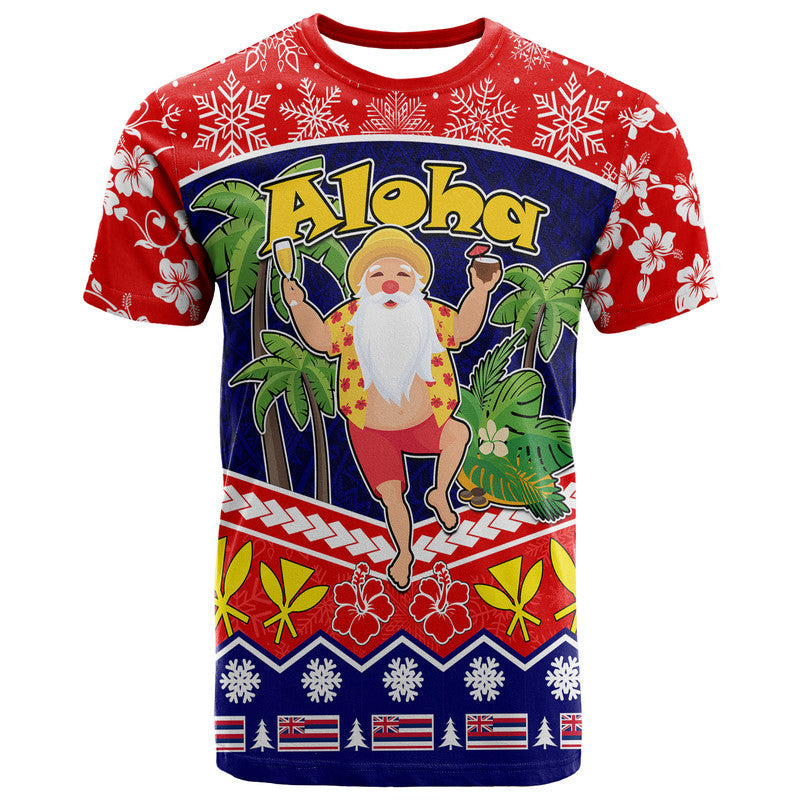 Hawaii Santa Kalikimaka Palm And Hibiscus Christmas Vibe T Shirt