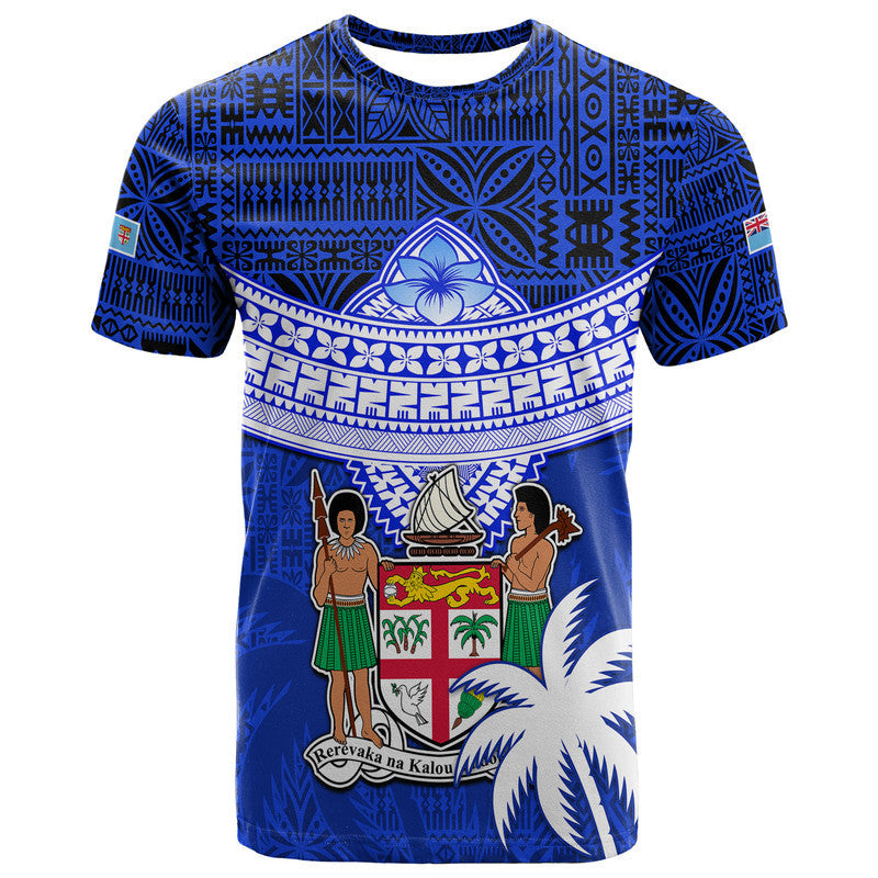 Fiji Coat Of Arms T Shirt Polynesian Tapa Palm Tree