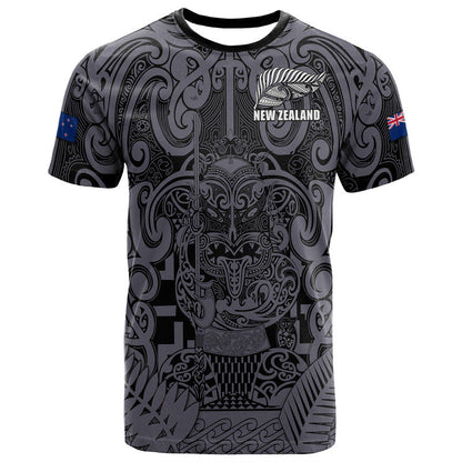 Custom Text And Number New Zealand Taiaha Maori T Shirt Minimalist Silver Fern All Black