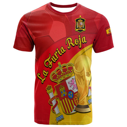 Spain Football Champions T Shirt Spain Coat Of Arms And Trophy