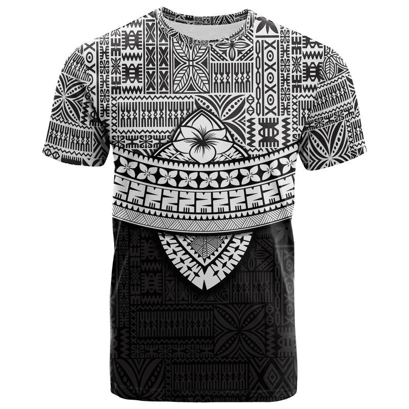 Fiji Tribal Black T Shirt Polynesian Chest White Style