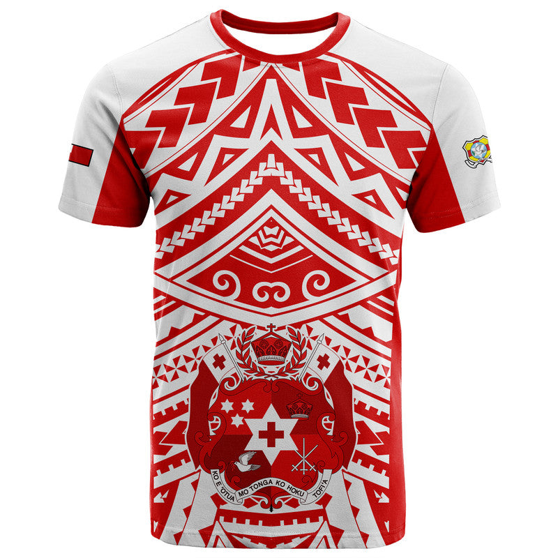 Tonga Rugby Sevens T Shirt Coat Of Arms Tribal Polynesian Pattern