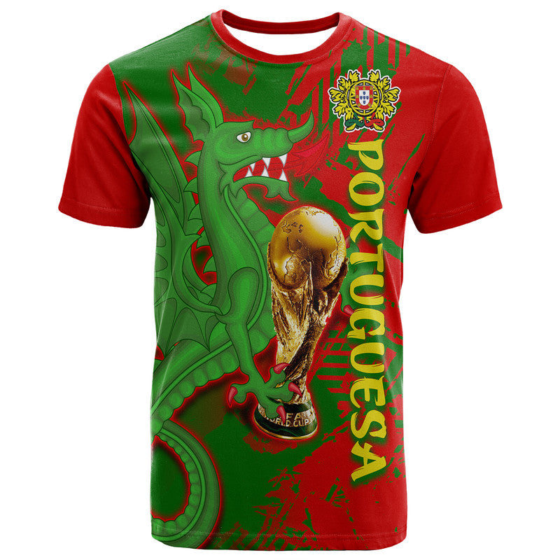 Custom Portugal Football T Shirt Dragon of Royal Arms During The Reign of Queen Maria II