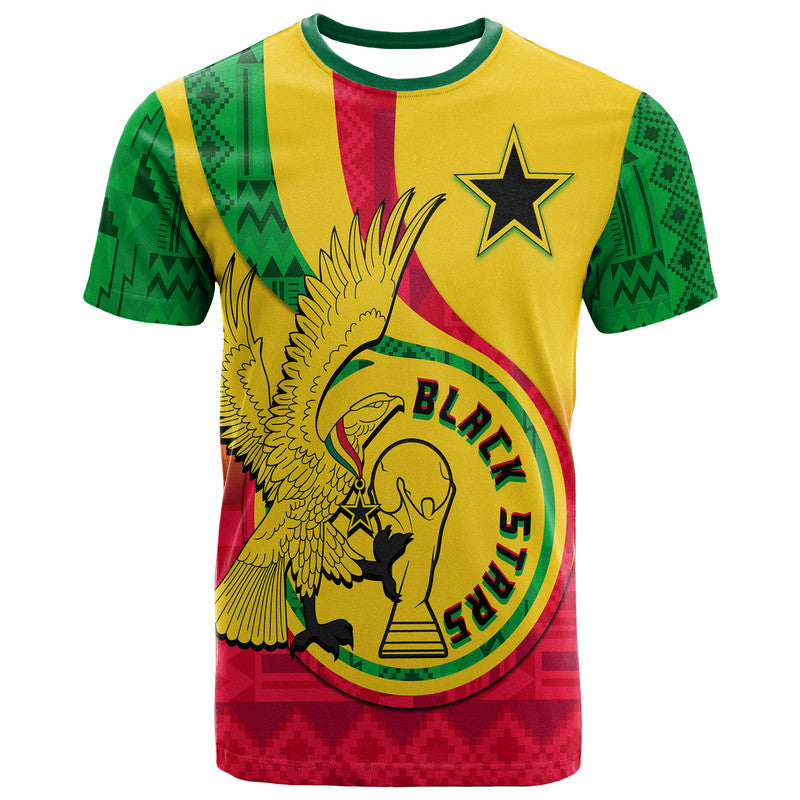 Custom Ghana Football Black Star and Golden Tawny Eagles T Shirt