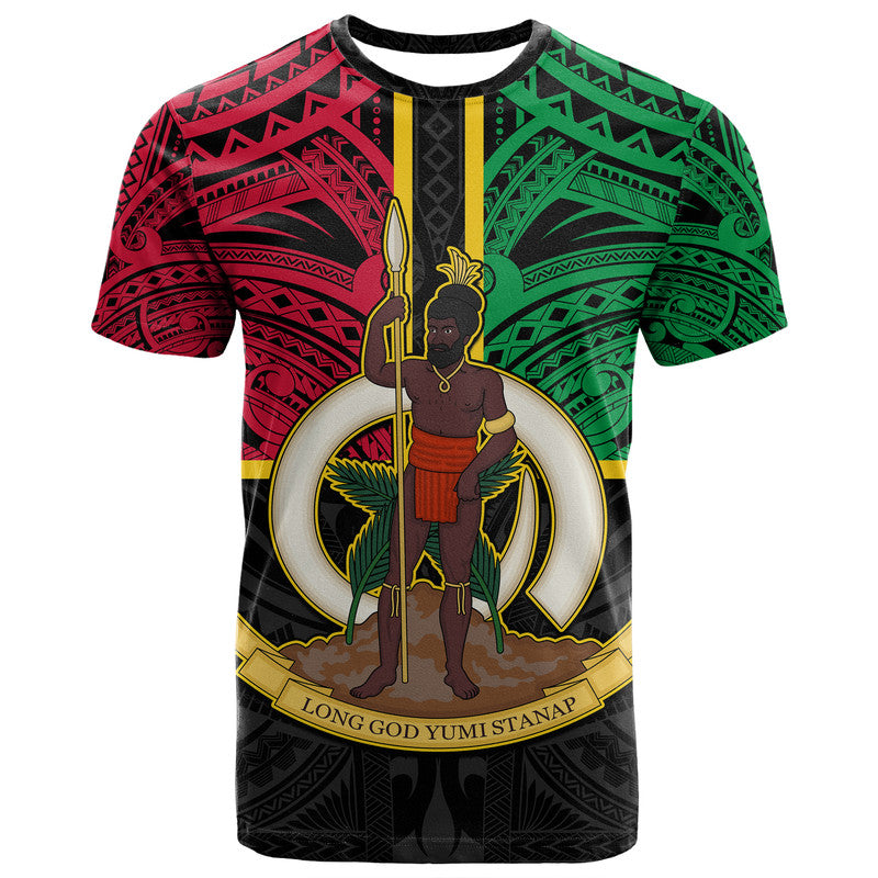 Vanuatu T Shirt Tribal Vanuatu Coat Of Arms Flag Style No2