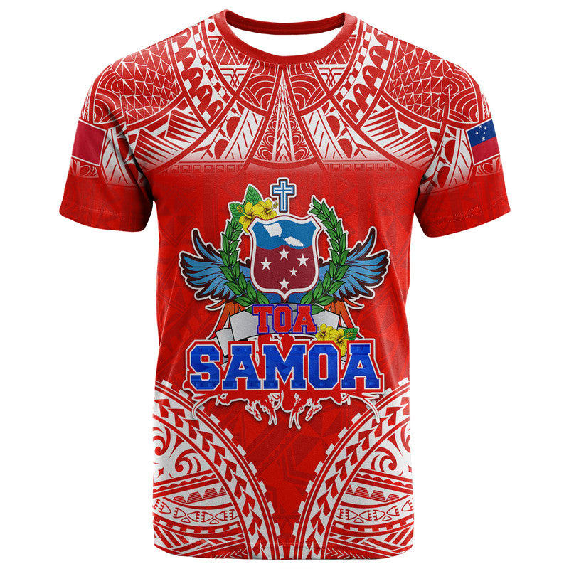 Toa Samoa Polynesian Rugby T Shirt Samoan Flag Red Color