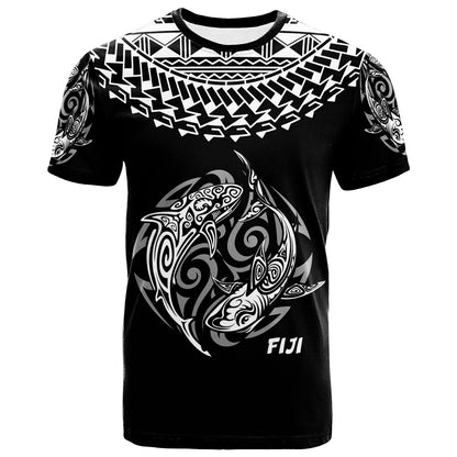 Fiji T Shirt Polynesian Shark Tattoo Black