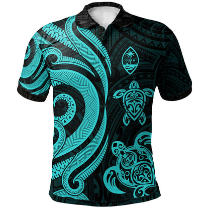 Guam Polynesian Polo Shirt - Turquoise Tentacle Turtle
