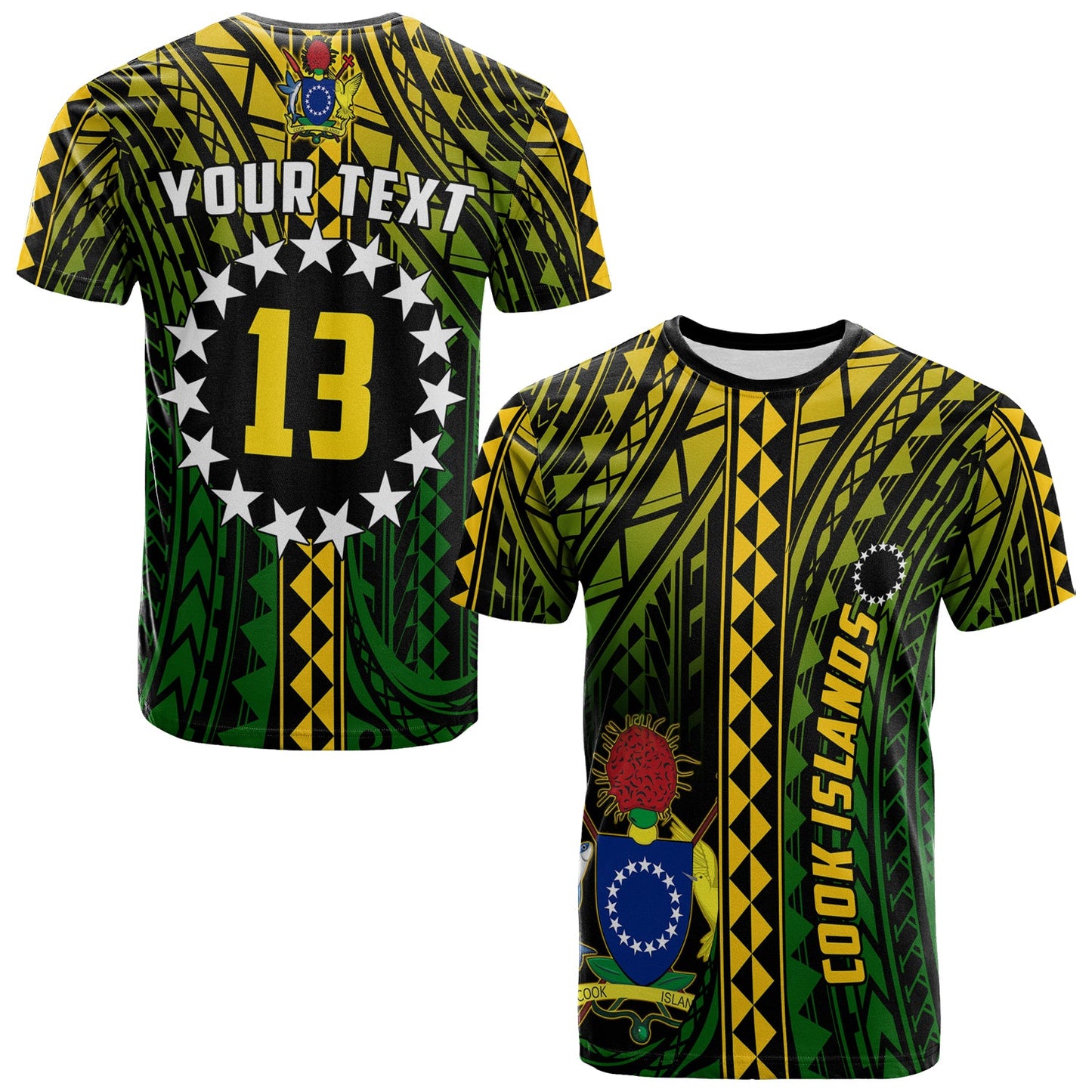 Custom Text And Number Cook Islands T Shirt Polynesian Pattern Stars
