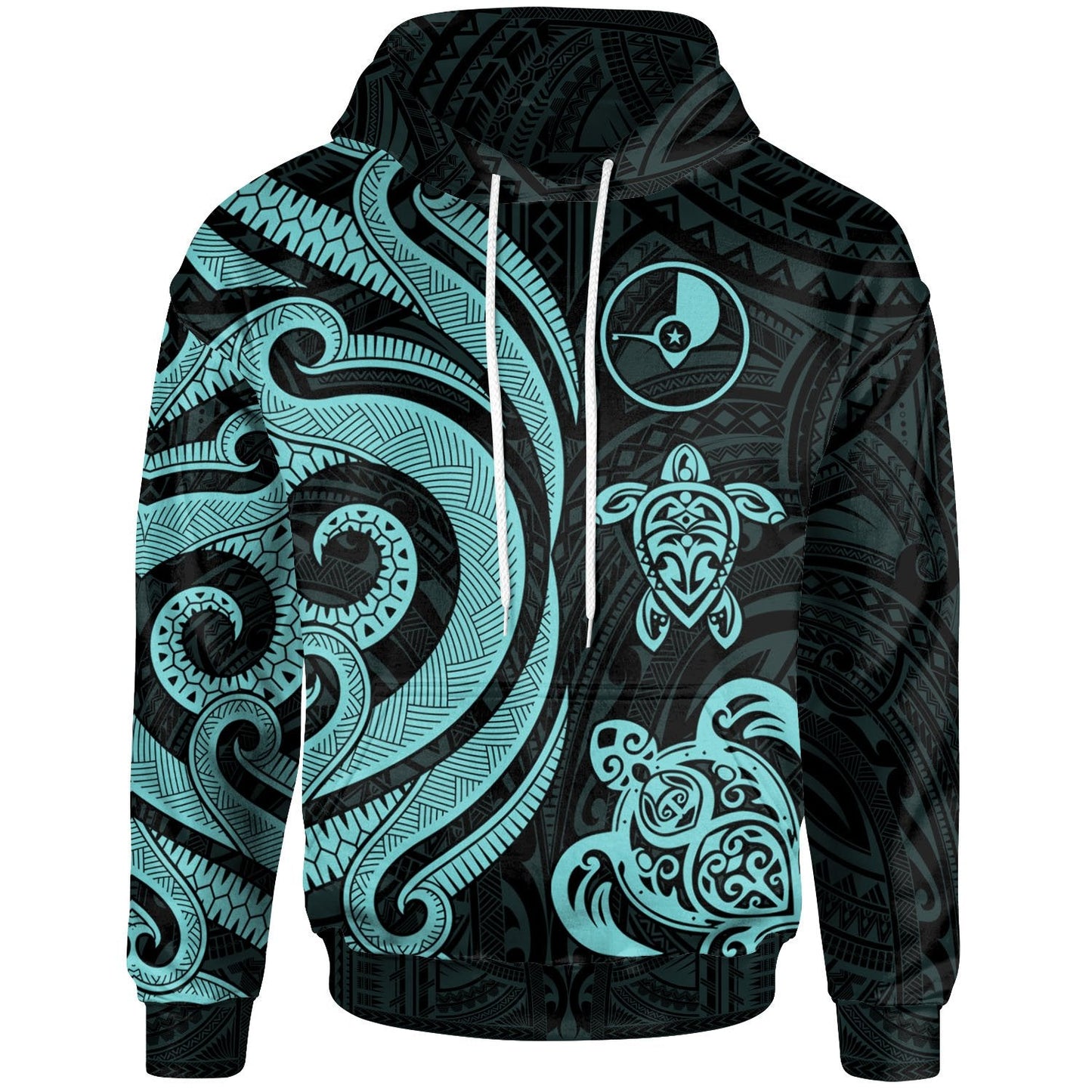 Yap Polynesian Hoodie Turquoise Tentacle Turtle