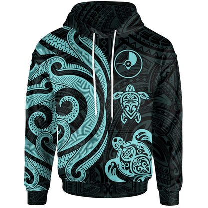 Yap Polynesian Hoodie Turquoise Tentacle Turtle