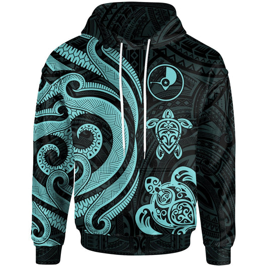 Yap Polynesian Hoodie Turquoise Tentacle Turtle