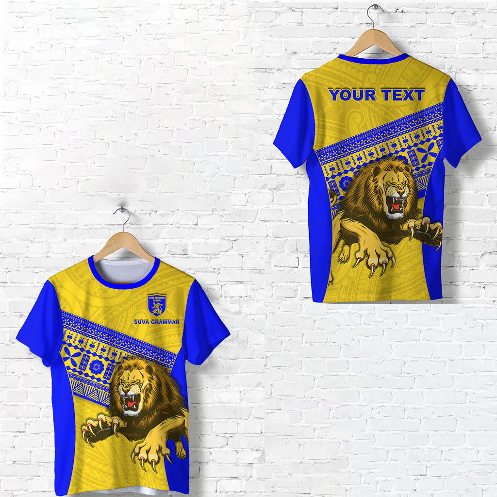 (Custom Personalised) Suva Grammar Fashion T Shirt Fiji School Version Lion Blue