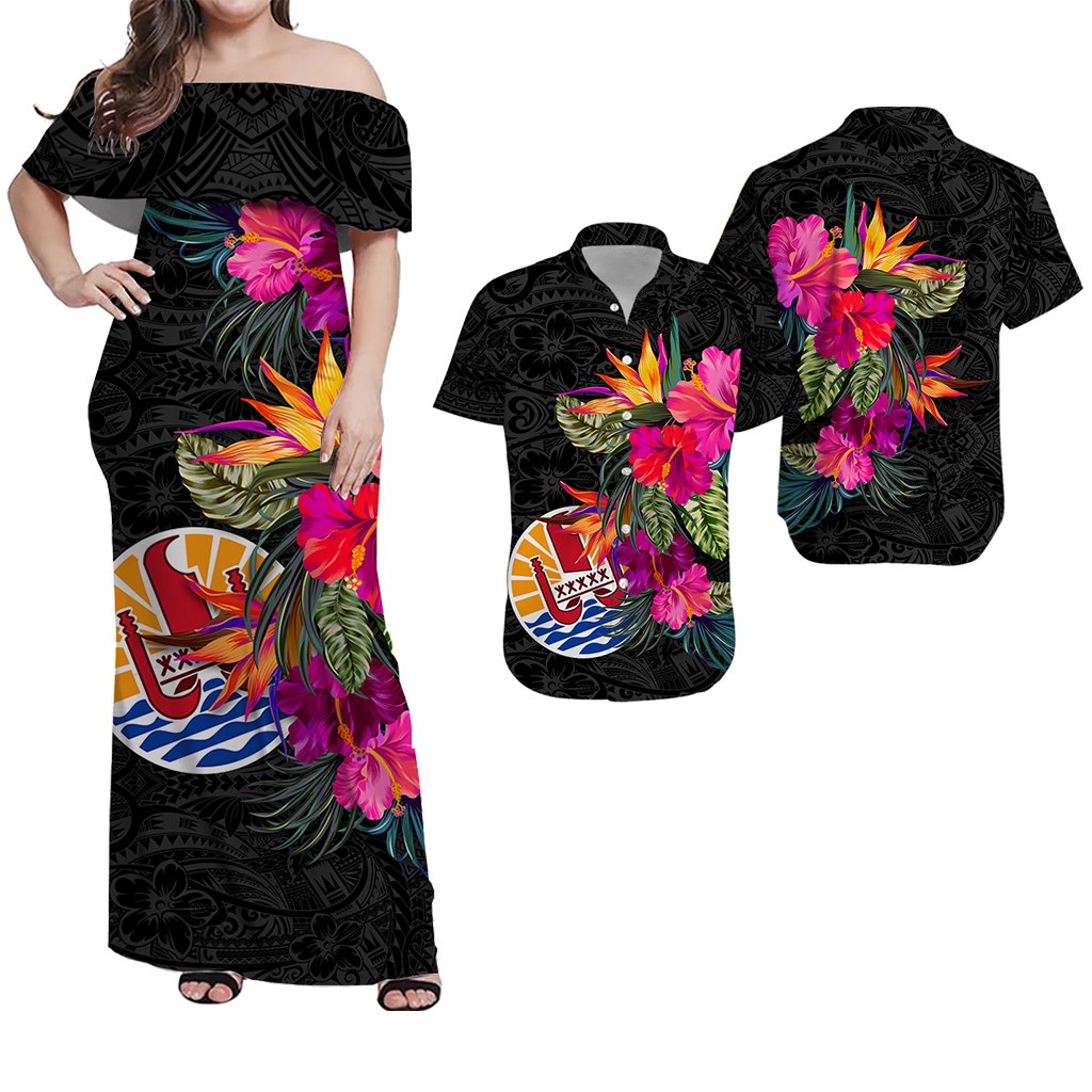 Matching Clothes For Couples Tahiti Hibiscus Polynesian Tribal Combo Dress And Hawaiian Shirt