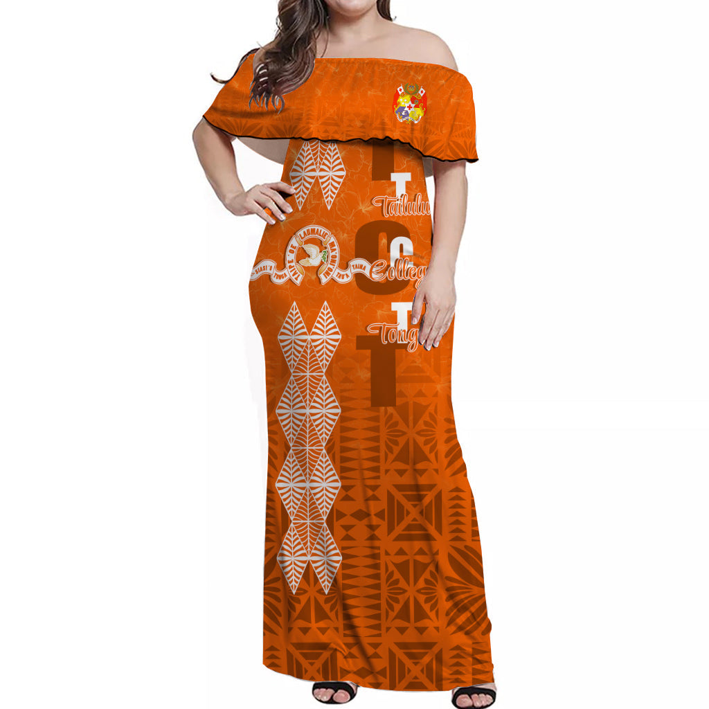 Tonga Tailulu College Hibiscus Off Shoulder Long Dress TCT Old Girls
