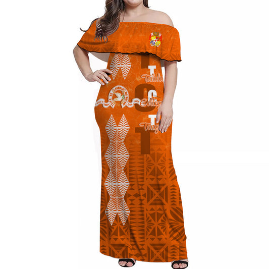 Tonga Tailulu College Hibiscus Off Shoulder Long Dress TCT Old Girls