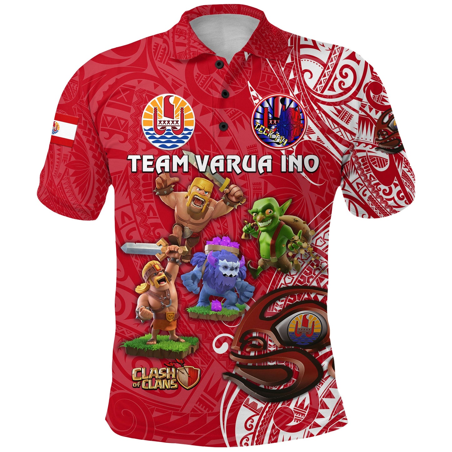 Custom Personalised Tahiti Eimeo Teahamai - PC Polo Shirt Team Varua Ino - Red