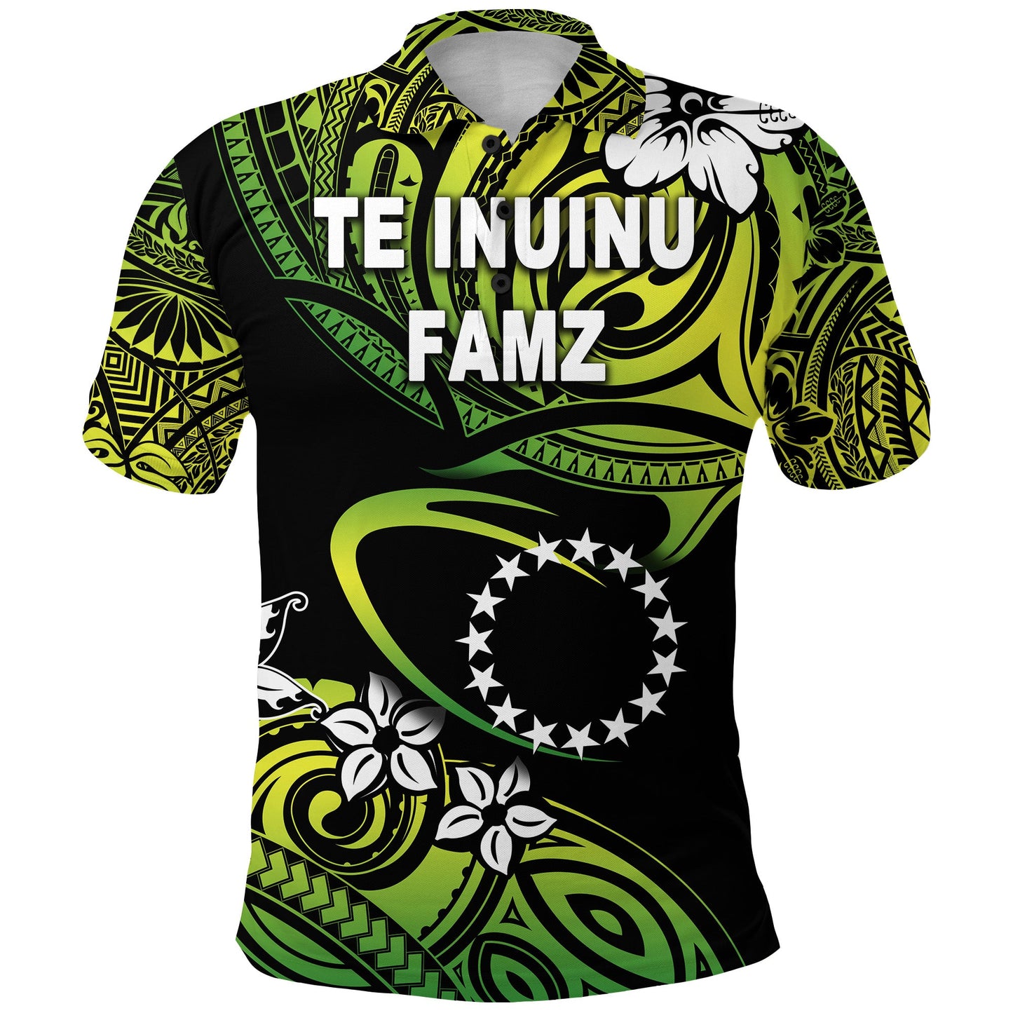 TE INUINU FAMZ - Cook Islands Rugby Polo Shirt Unique Vibes - Green