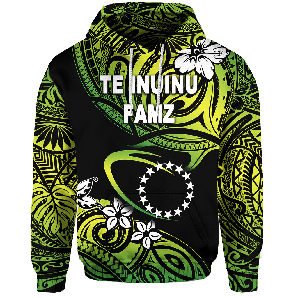 TE INUINU FAMZ Cook Islands Rugby Hoodie Unique Vibes Green