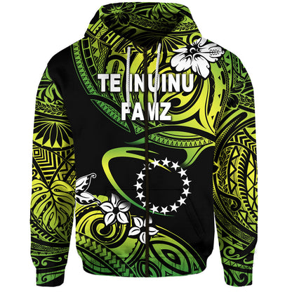TE INUINU FAMZ Cook Islands Rugby Zip Hoodie Unique Vibes Green